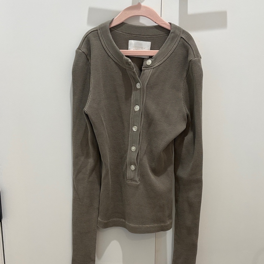Citizens Of Humanity Taupe Waffle Knit Top